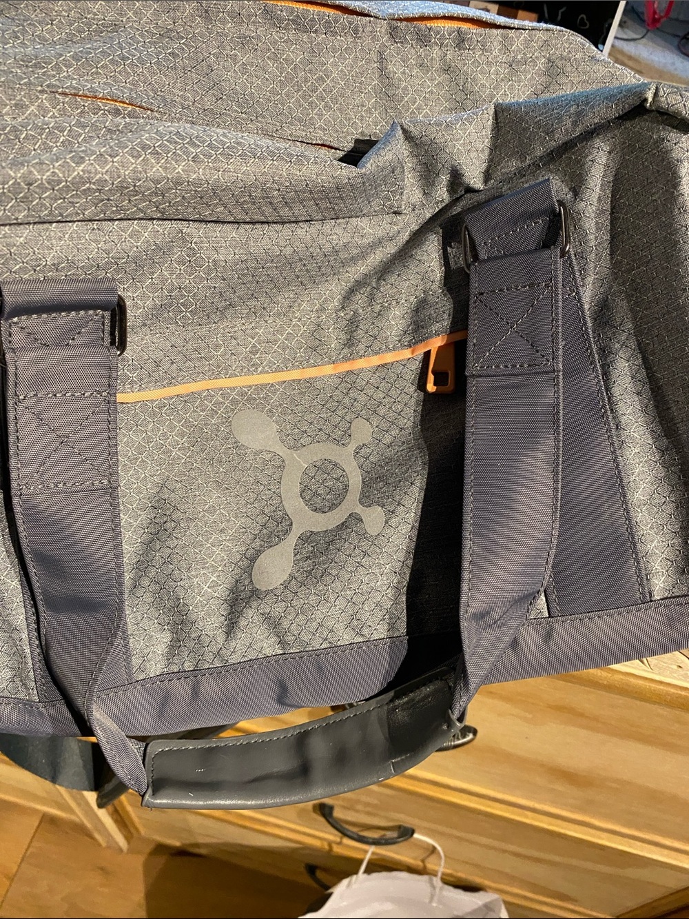 Orangetheory Gray Duffel Bag with Orange Trim